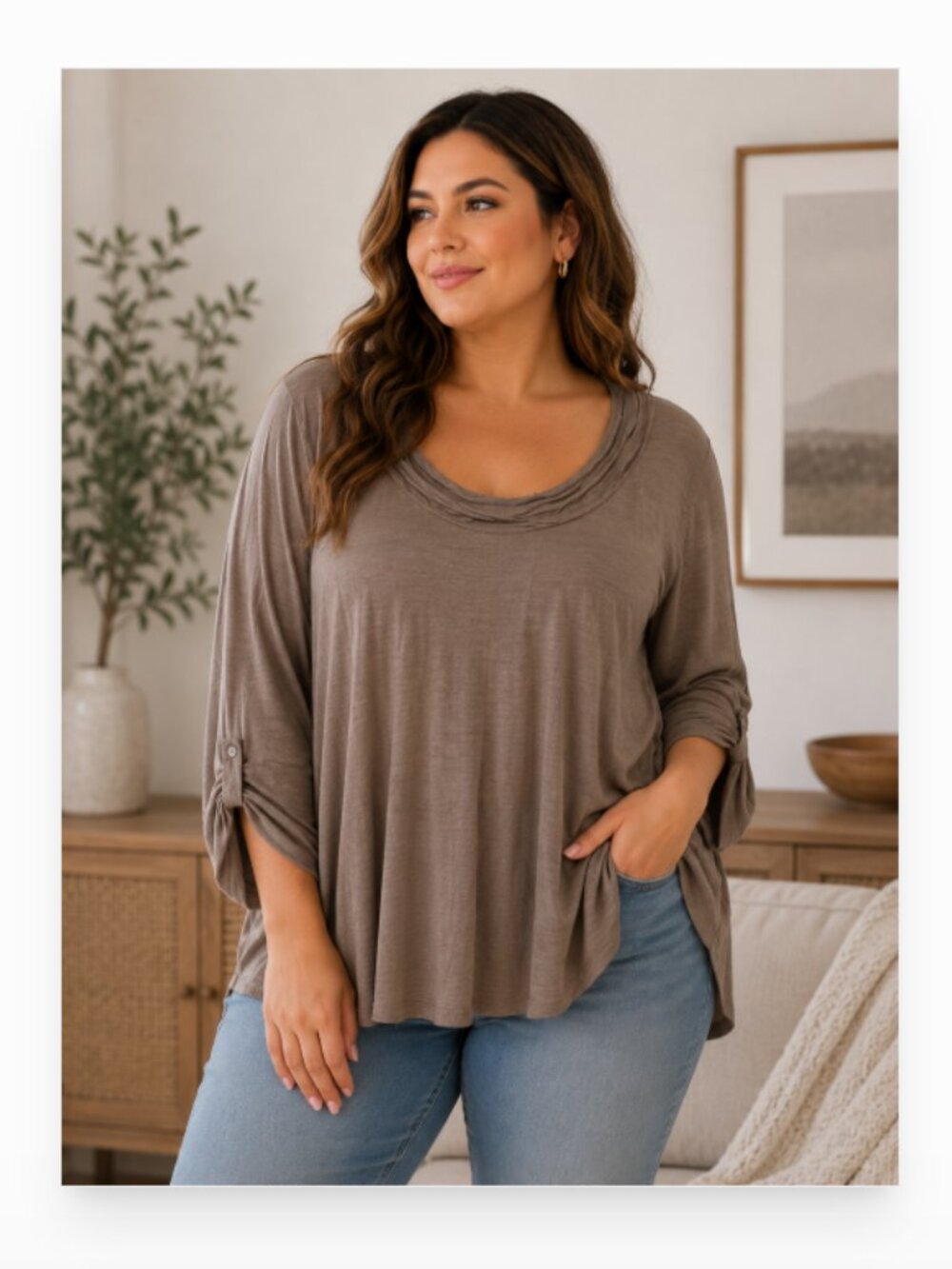 Nurture LIKE NEW stretch jersey knit slouchy relaxed fit lagenlook tunic size S